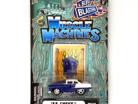 Muscle Machines  55 Chevy Diecast Car – Vintage White Purple Collectible for Adult Enthusiasts Online Sale