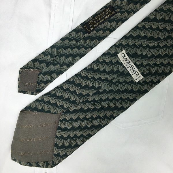 GIORGIO ARMANI Mens Cravatte Green Brushstroke Print 100% Italian Silk Neck Tie 56” Fashion