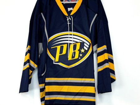 Players Bench | SP flo-Knit Tie-Neck Hockey Jersey | Color: Blue Gold | Size: L | NEW on Sale