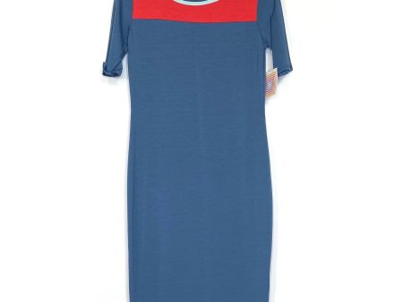 LuLaRoe Julia Bodycon Dress | S (4-6) | Blue Red | Colorblock | NWT on Sale