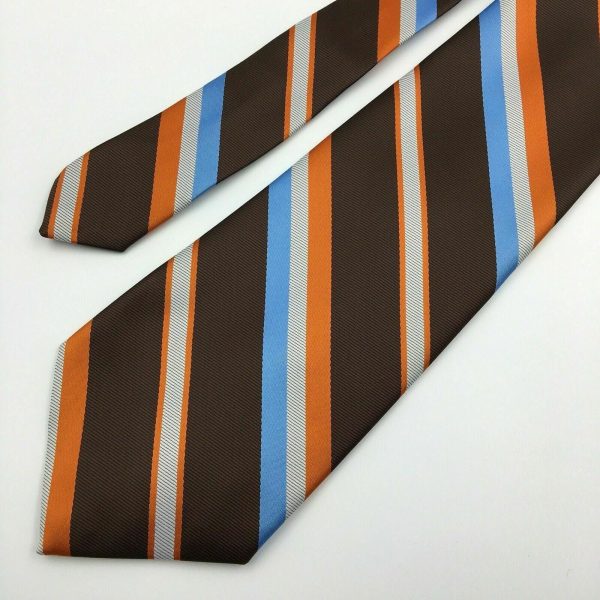 Charming Prince Frederics Vintage Brown Striped Polyester Tie OS Unisex Adult Online Hot Sale