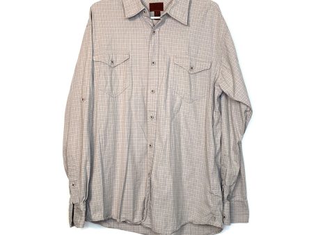 Born Mens Size L Beige Gray Plaid Button-Up Shirt L s Discount