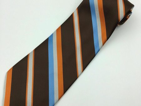 Charming Prince Frederics Vintage Brown Striped Polyester Tie OS Unisex Adult Online Hot Sale