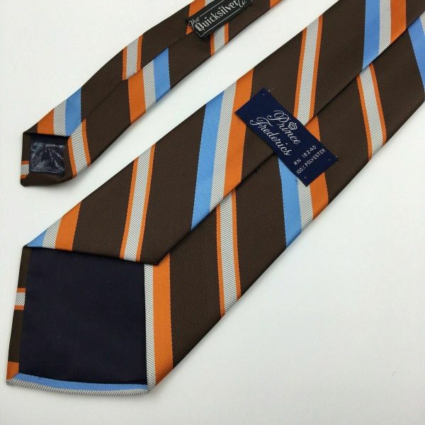 Charming Prince Frederics Vintage Brown Striped Polyester Tie OS Unisex Adult Online Hot Sale