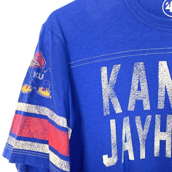 47 Brand Kansas Jayhawks Blue Short Sleeve T-Shirt - Size Small Online Hot Sale