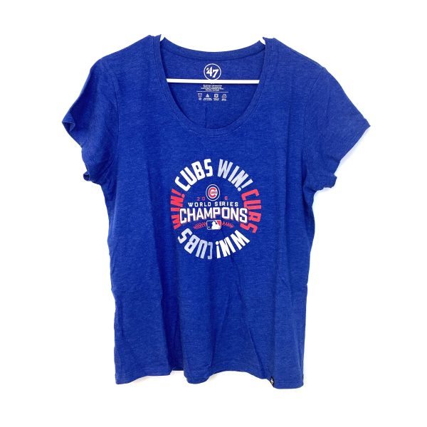 47 Brand Women s Blue Chicago Cubs 2016 World Series V-Neck T-Shirt - Size L - Pre-Owned Online Hot Sale