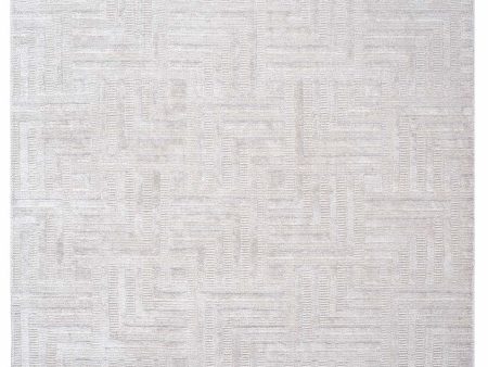 White Gold Wool & Silk Rug For Sale