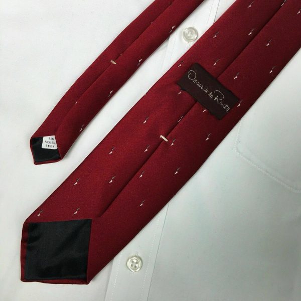 Trendy Oscar de la Renta Mens Red Polyester & Silk Neck Tie Hot on Sale