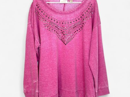 Avenue Women s Heather Pink Scoop Neck Embellished Sweatshirt - Size 18 20 - Pre-Owned Online