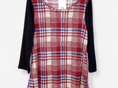 Andrée by Unit Women s Top - Black Raglan Sleeves with Red Houndstooth Pattern - Size M - Pre-Owned Fashion