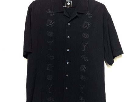 Aureus Mens Size XL Black Lounge Club Shirt Dice Gambling Playing Cards Online now