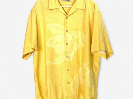 Vintage Tommy Bahama Men s Yellow Silk Hawaiian Shirt - Size M Online Sale