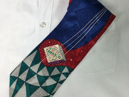 Fiery Tabasco Mens Red & Blue Silk Necktie 58  Very Good on Sale